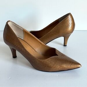 J. Renee Tan Brown Bronze Pointed Toe Pointy Leather Heels Size 8.5M